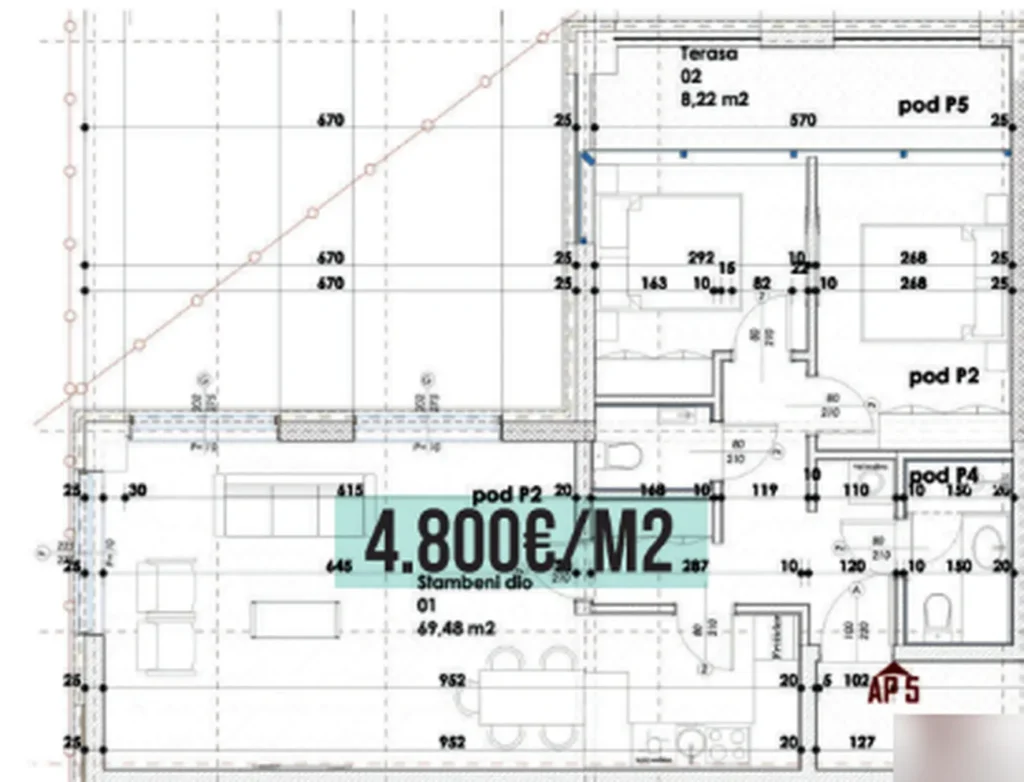 Prostorná dvouložnicová ložnice ideální pro rodiny 77,7 m² v