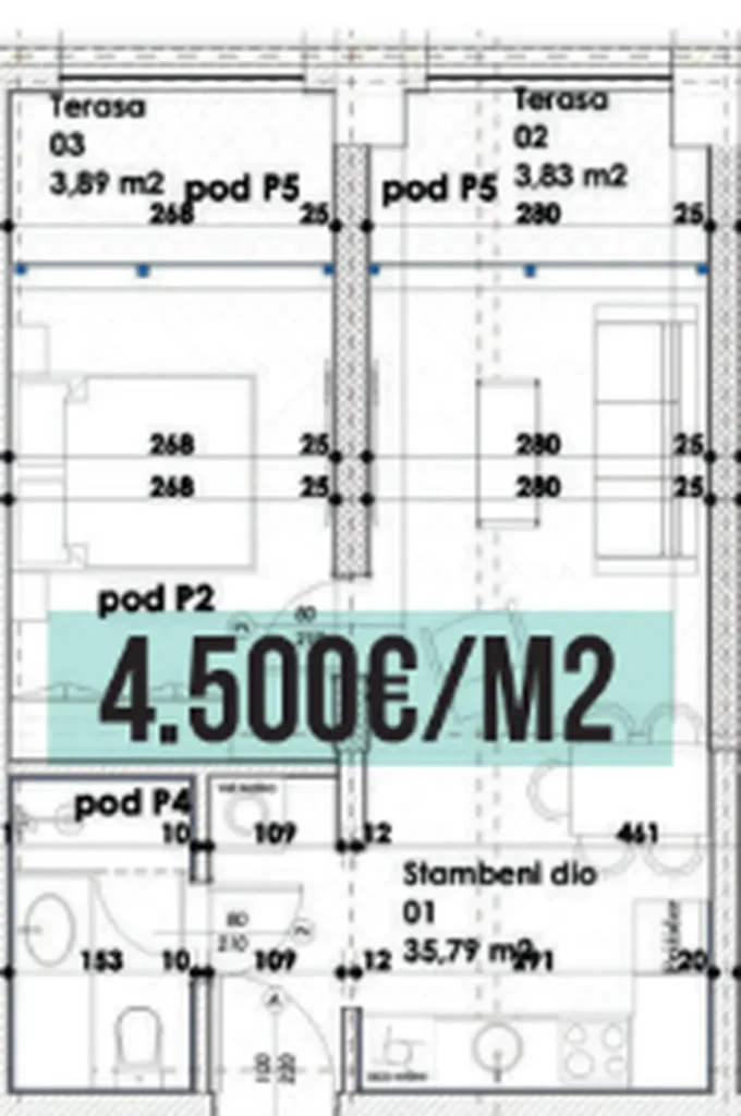 Chytrá ložnice v srdci Budvy 43,51 m² v