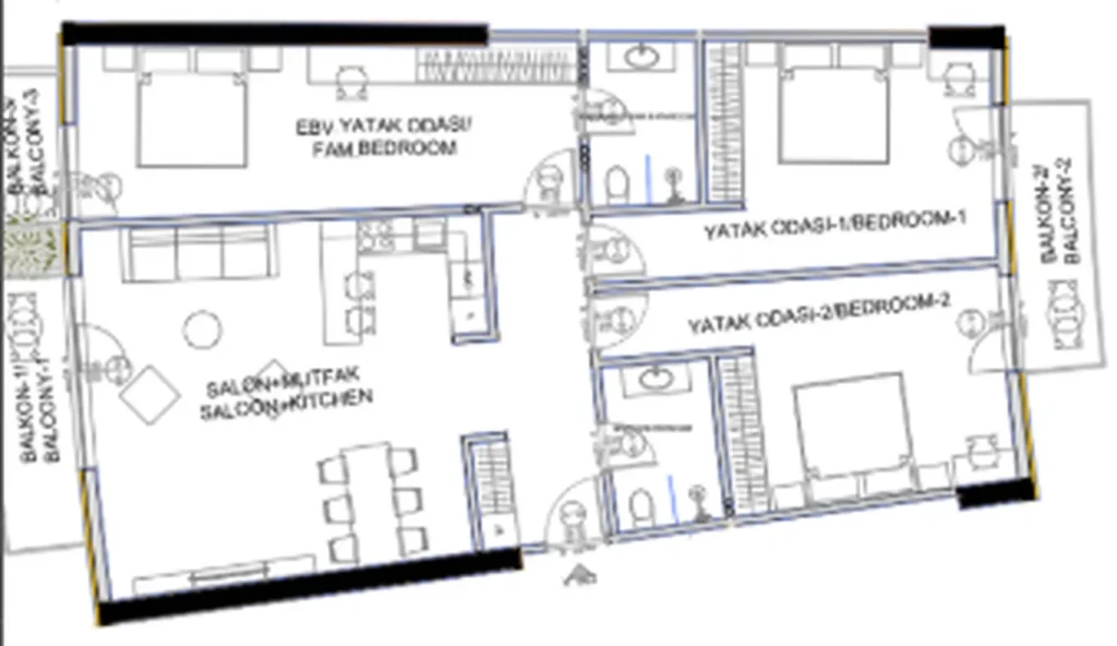 Просторная трехкомнатная на 9 этаже 131,57 м² в