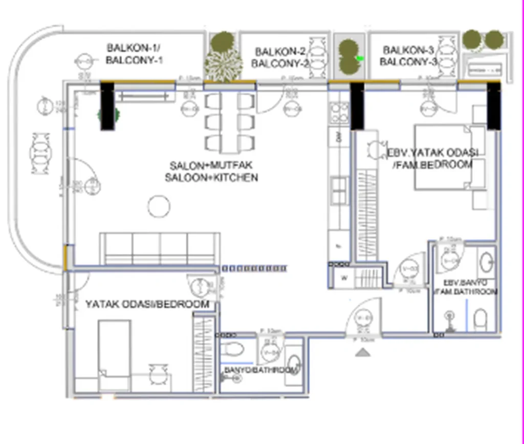 Spacious Two-Bedroom 100.59 m² in