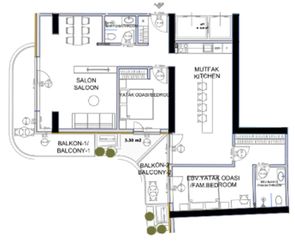 Expansive Two-Bedroom on 8th Floor 109.27 m² in