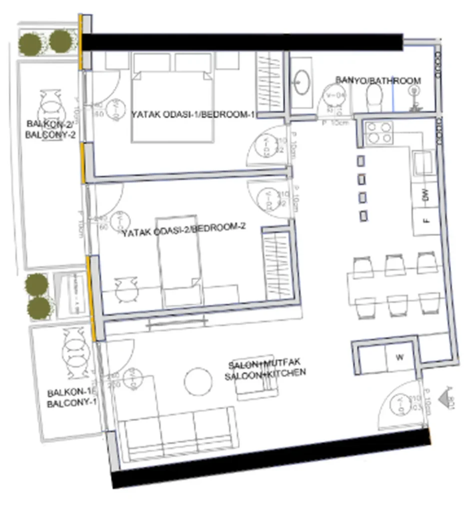 Bright Two-Bedroom 68.99 m² in