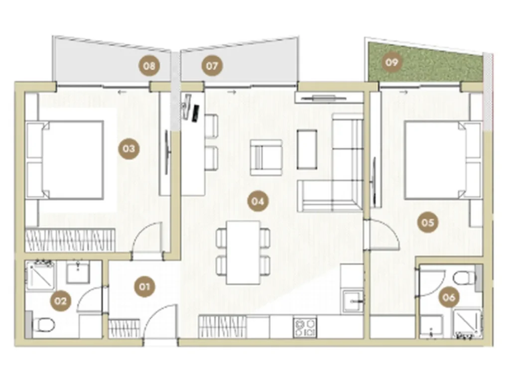 Two-Bedroom with Massive Rooftop Terrace 154.77 m² in