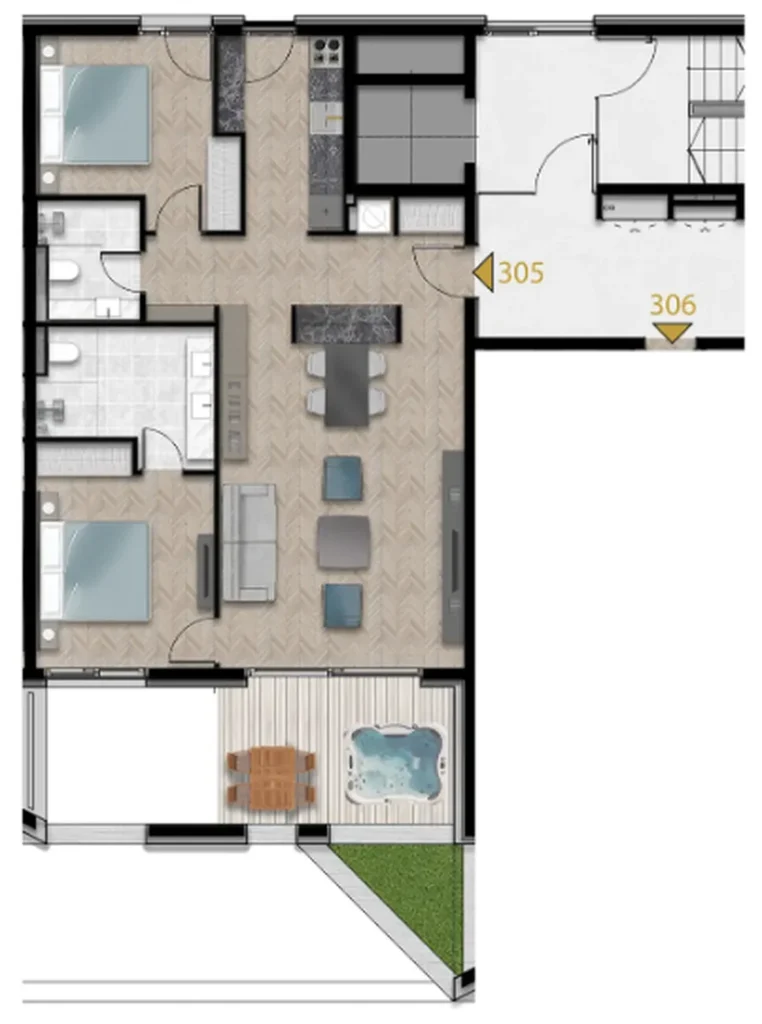 Well‑planned 2‑bedroom apartment 98.95 m² in