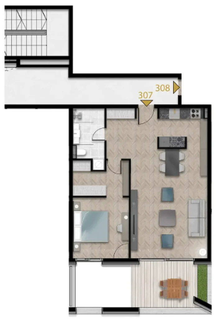 Хорошо спланированная 2-комнатная квартира 98,95 м² в