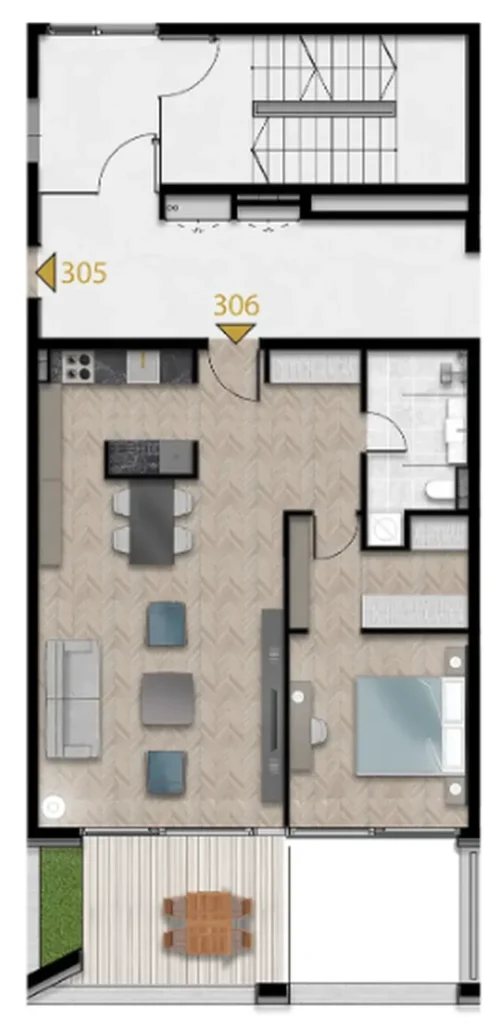 Velkorysý apartmán s 1 ložnicí o rozloze 79,40 m² v