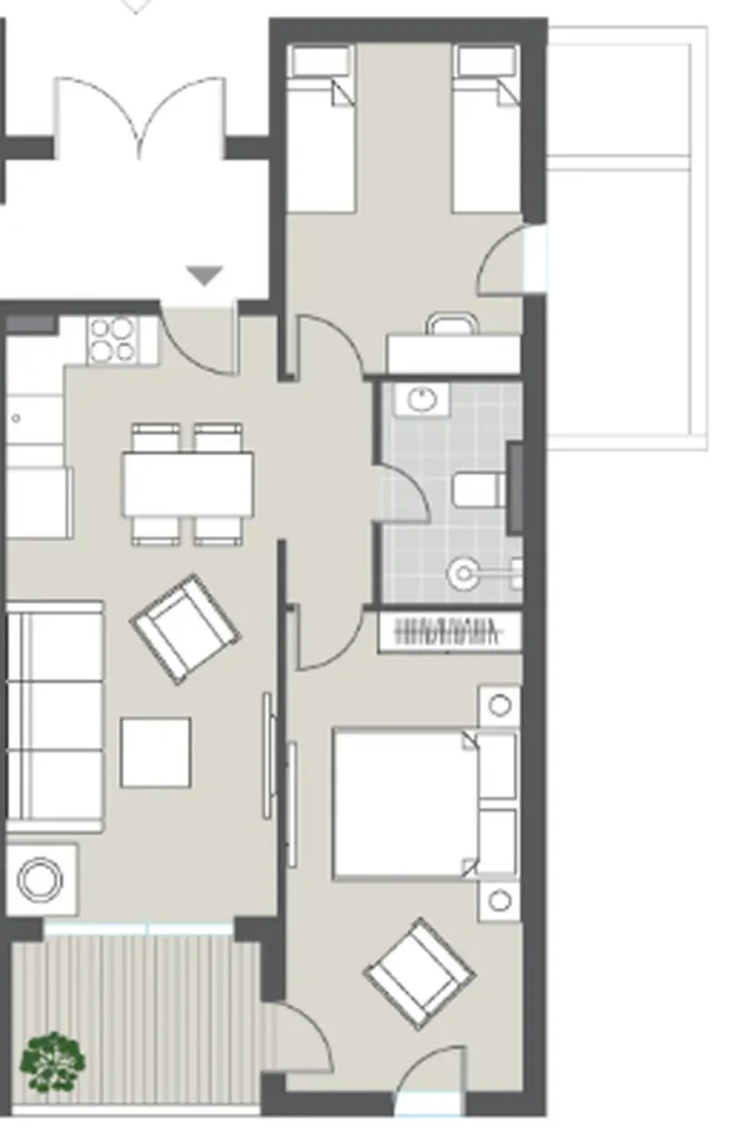Efficient 2‑bedroom apartment 61.44 m² in