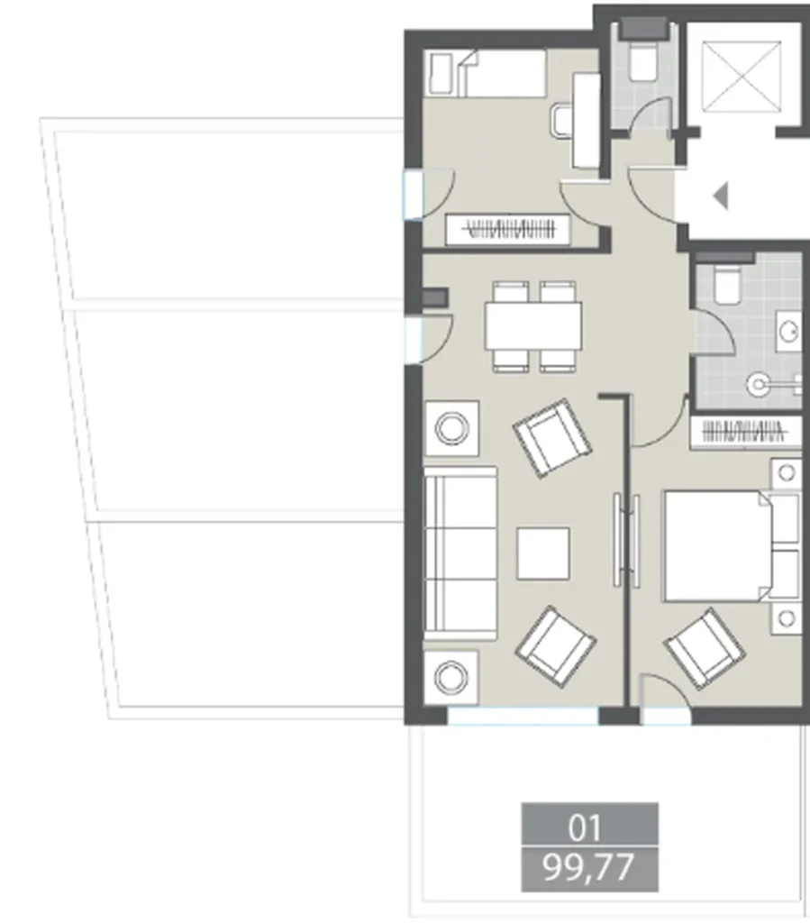 Spacious 2‑bedroom apartment 99.77 m² in
