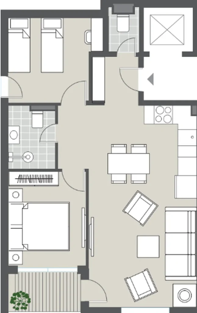Warm and functional 2‑bedroom apartment 63.05 m² in
