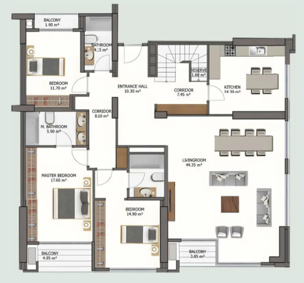 Expanzivní třípokojový dům o rozloze 238,75 m² v