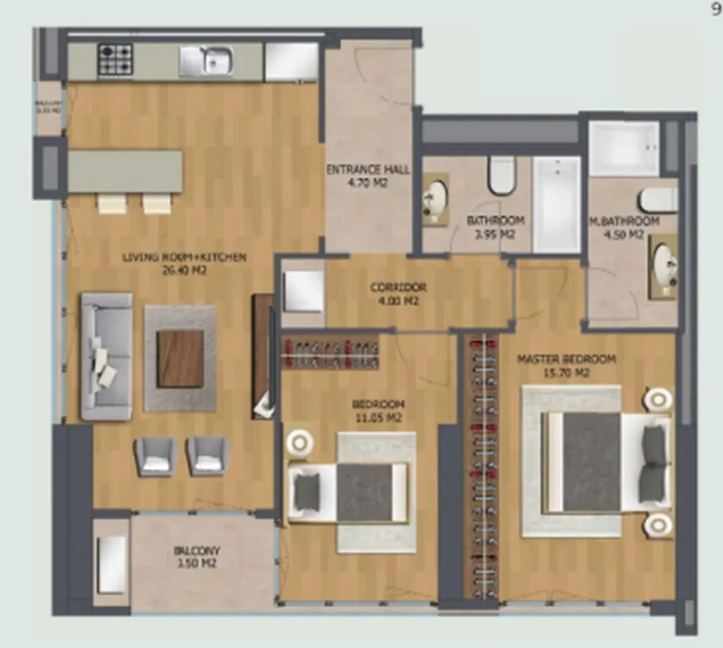 Prostorný dům se dvěma ložnicemi o rozloze 75,15 m² v