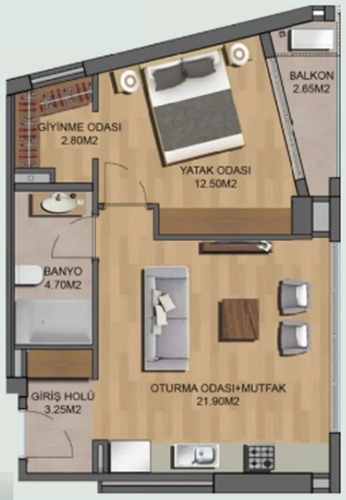 Útulná ložnice s oddělenou kuchyní 42,25 m² v