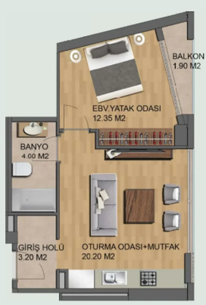Apartmán s jednou ložnicí 48,8 m² v